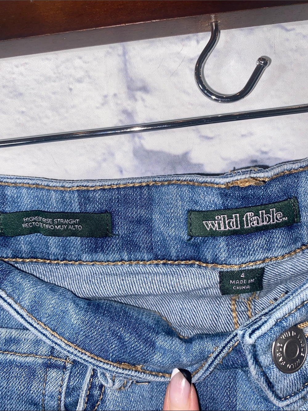 Wild Fable High-rise Straight Checkerboard Blue Jeans - Picture 4 of 5